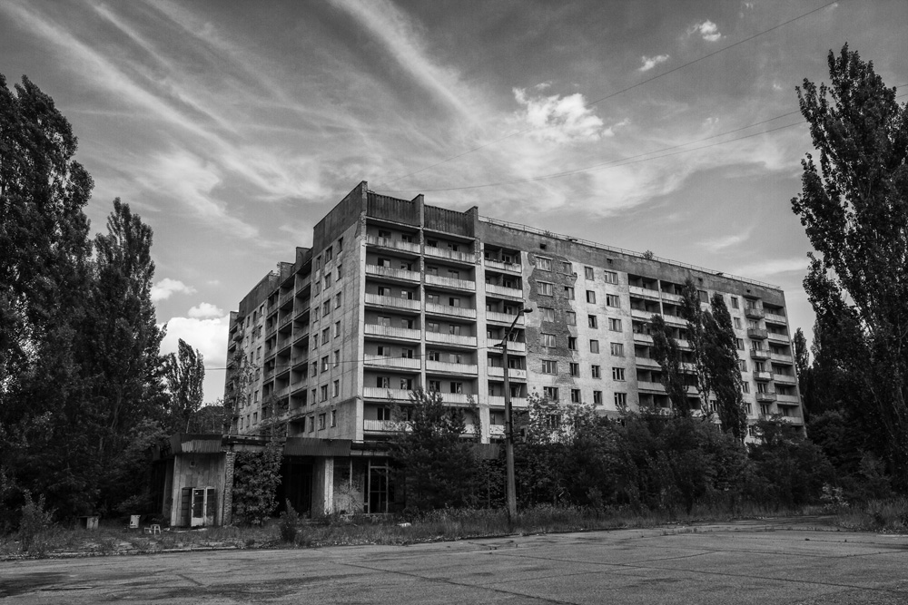 abandoned apartment buildings in Pripyat, Chernobyl