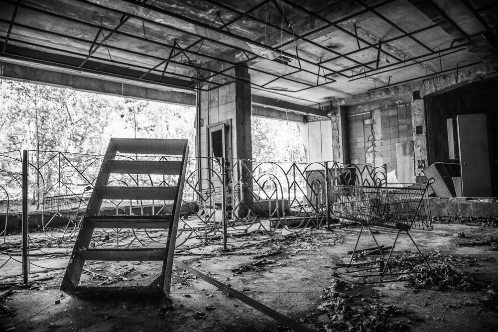 abandoned supermarket in Pripyat, Chernobyl