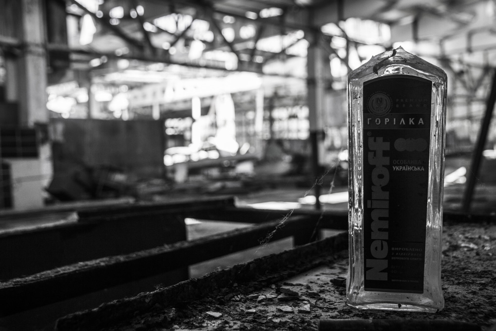 old glass bottle in Chernobyl
