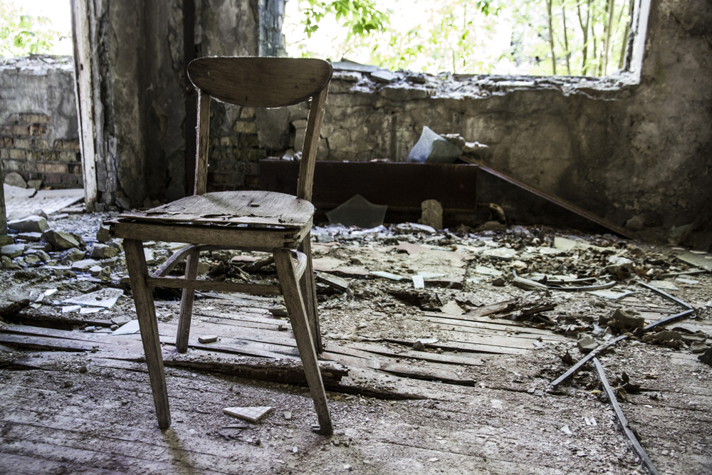 room in abandoned Chernobyl exclusion zone