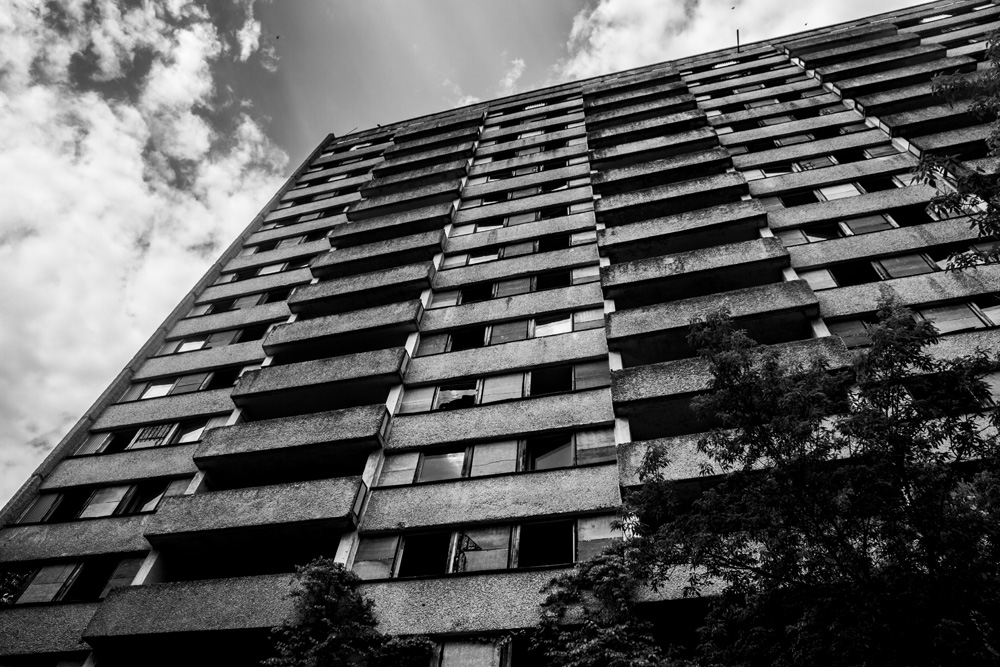 old apartment building in Pripyat, Chernobyl