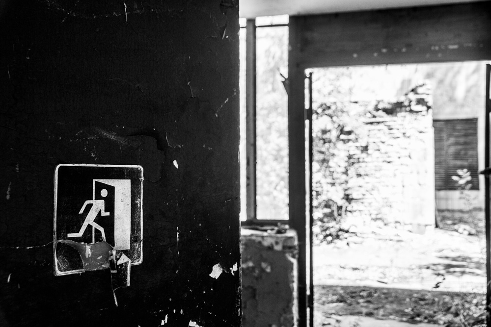 exit of an abandoned building in Chernobyl