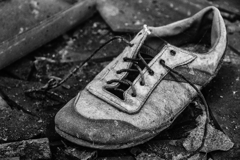 lost shoe in Chernobyl exclusion zone
