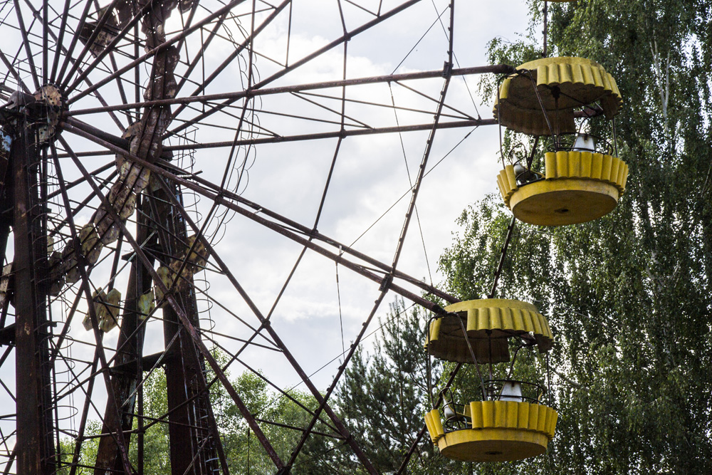 ferris wheel in abandoned amusement park in Chernobyl