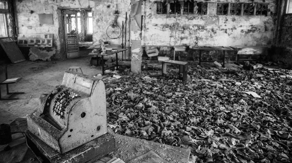 room in abandoned school in Pripyat, Chernobyl