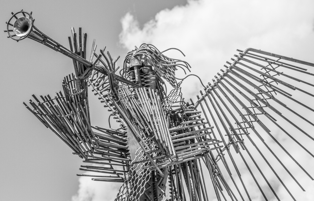 trumpeting angel sculpture in Chernobyl