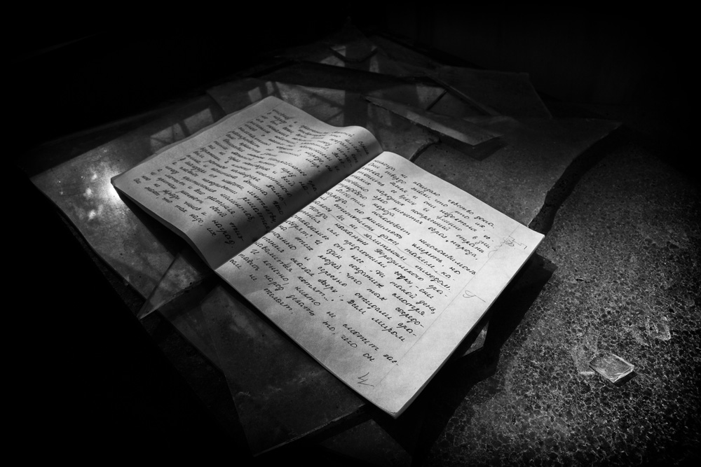 an open book in the Chernobyl nuclear exclusion zone