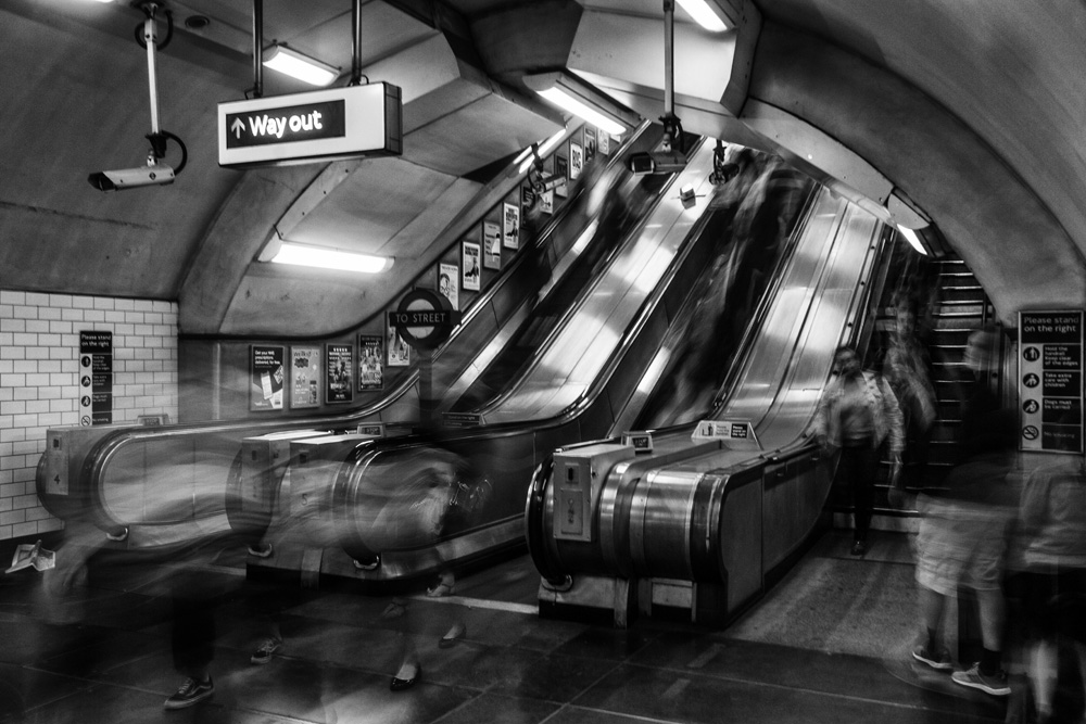 commuters in the London Underground tube station near St. Pauls' cathedral